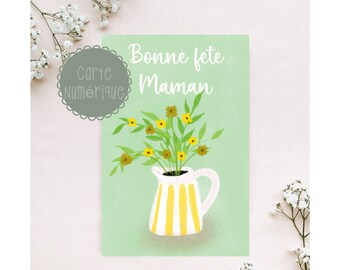 Carte numérique fête des Mères bouquet de fleurs