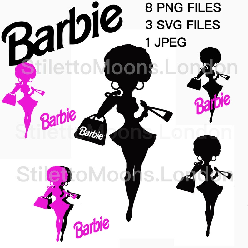 Black afro barbie doll silhouette cricut Svg Png clip art | Etsy