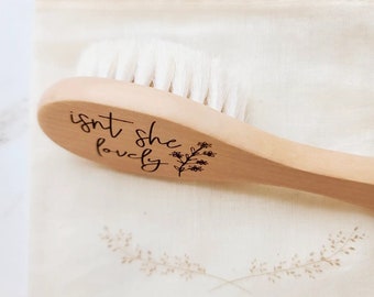 Baby girl soft bristle baby brush, babyshower gift, baby keepsake, floral baby gift