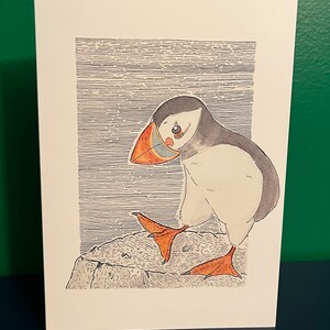 Carte de vœux Puffin 5 x 7 amoureux de la nature/Canada atlantique