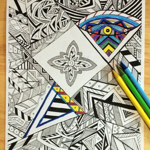 Printable Coloring Page, Color In, PDF Printable, Abstract Flower Colouring Page, Adult Colouring Page - Instant PDF Download Only