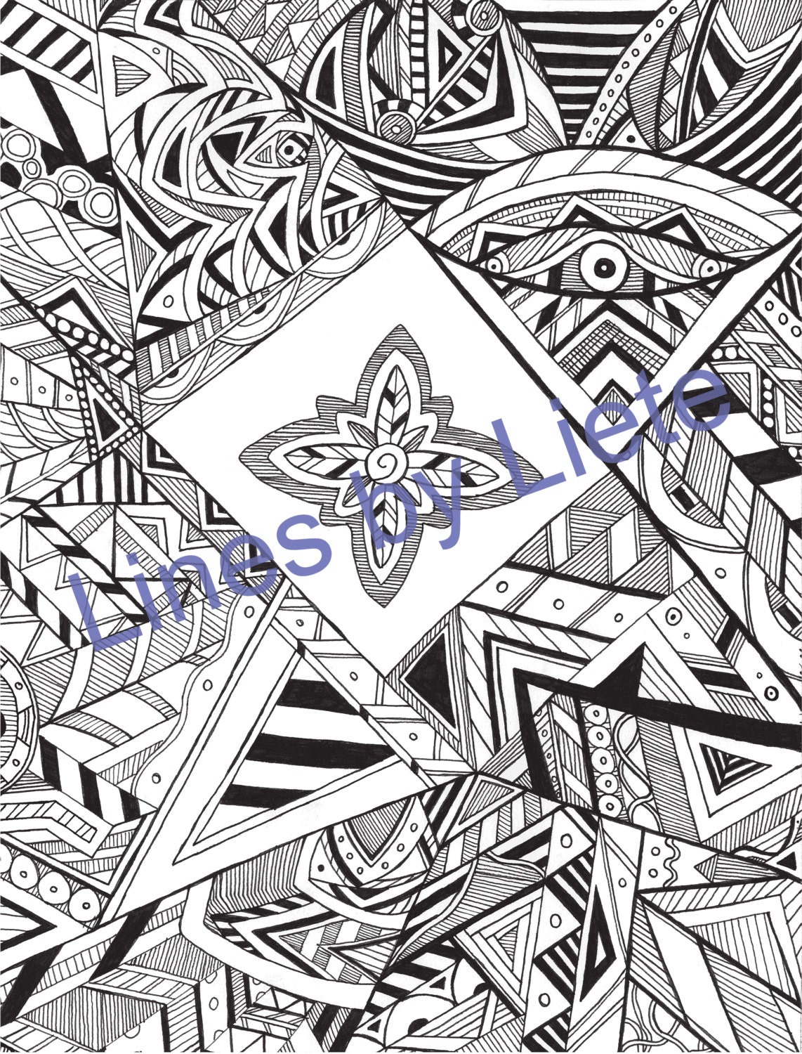 Printable Coloring Page, Color In, PDF Printable, Abstract Flower ...