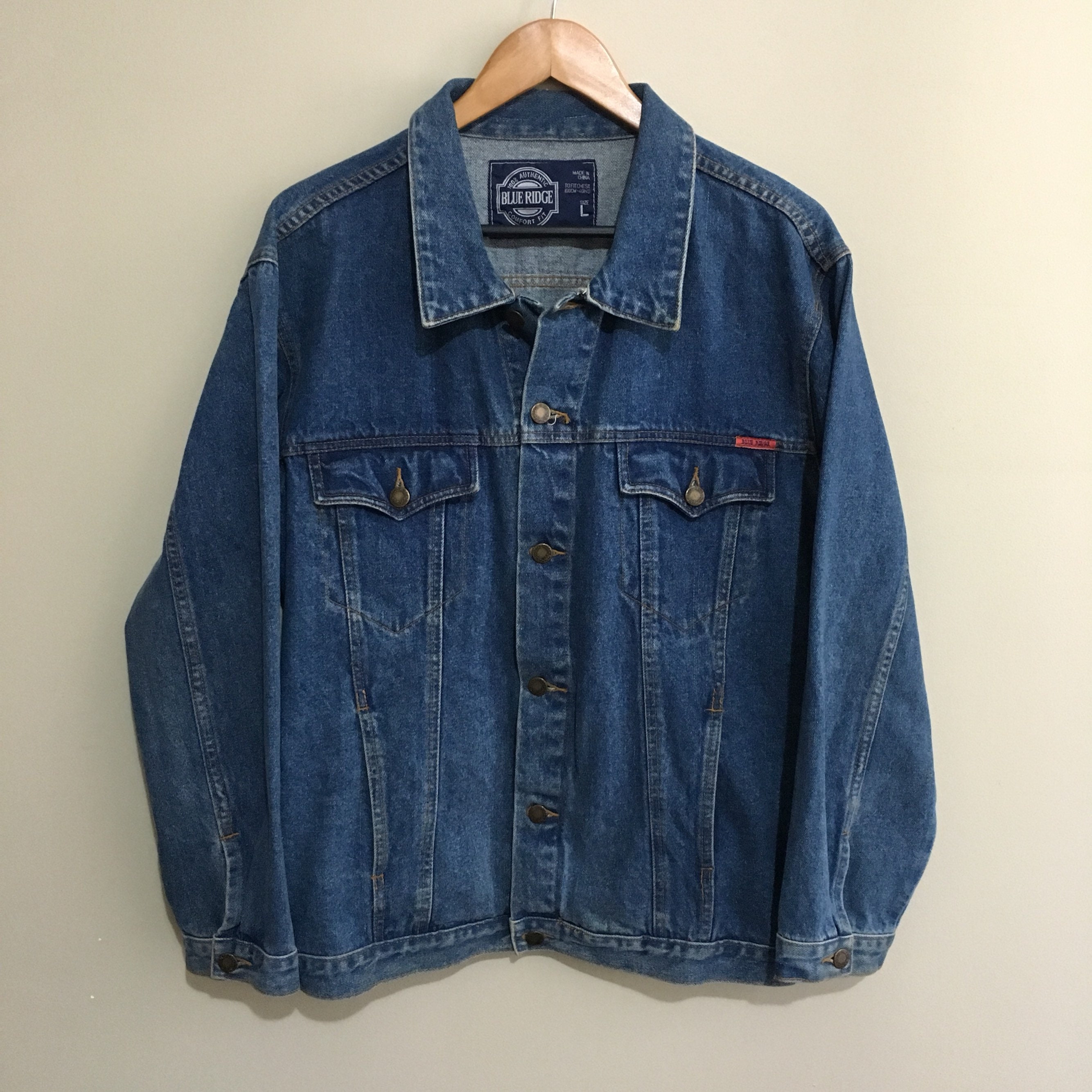 Blue Ridge Denim Jacket Vintage 90's Blue Mens Large 100cm - Etsy