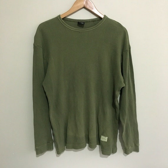 Stussy Surfwear Vintage 90's Long Sleeve Waffle T-