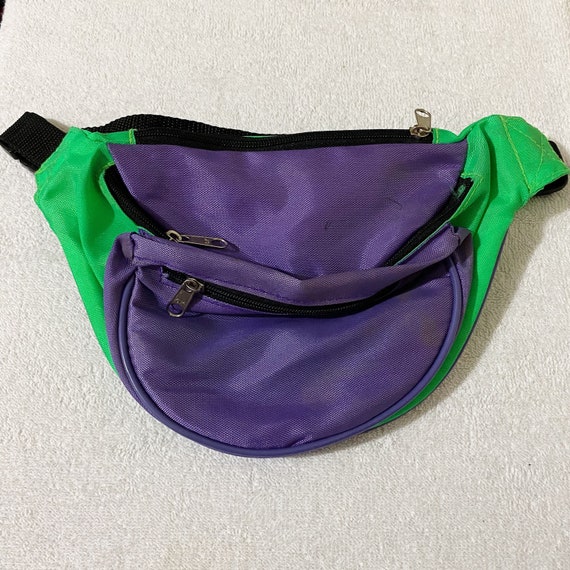 Neon Green Purple Vintage 90's Bum Bag Fanny Pack