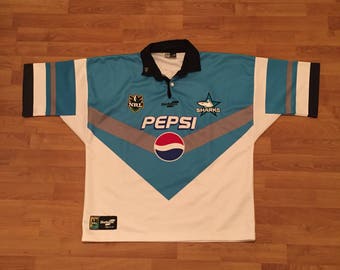 Cronulla Sharks ORIGINAL Sekem Pepsi Vintage NRL National Rugby League Jersey Mens Large