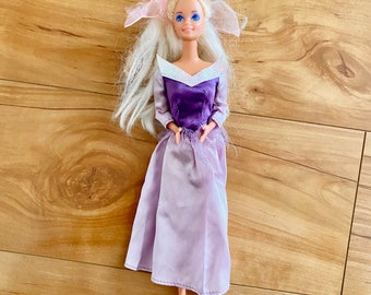 Barbie Purple Dress Vintage 90s Doll Figure