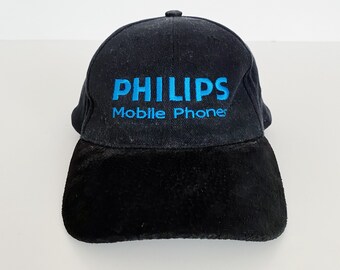 Philips Mobile Phone Hat Cap Mens Vintage 90s Suede Brim