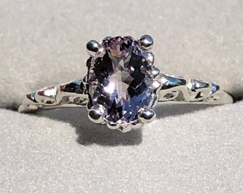 Sterling Silver Engagement Ring, Lavender Quartz, Lake County Diamond