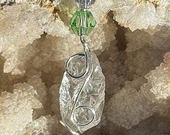 Quartz Wire Wrap with Swarovski Crystals