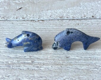 Sodalite Carved Dolphin & Fish Pendants For Jewelry