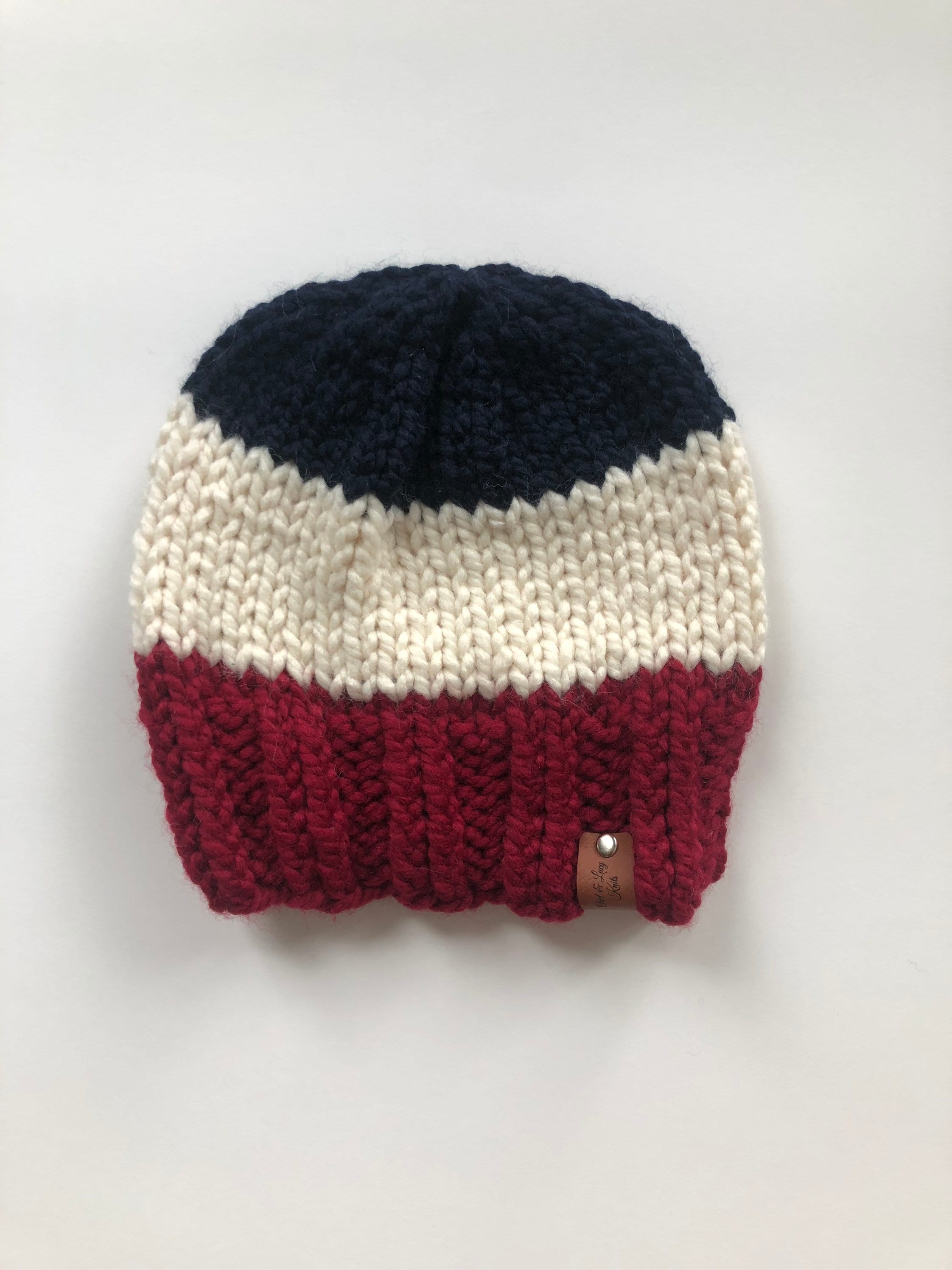Knit American Flag Inspired Wool Blend Beanie - Etsy display picture 3