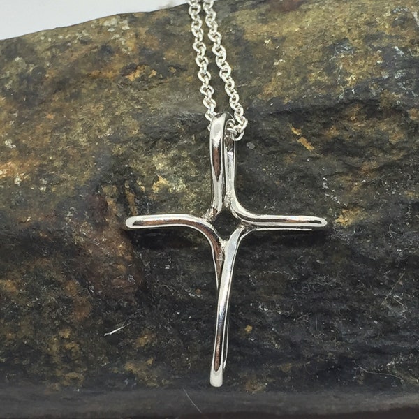 Infinity cross jewelry, Sterling cross necklace, simple cross, Christian jewelry, Teen cross, religious gift, cross charm, Sterling charm