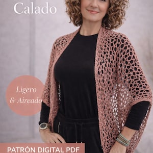 Patrón crochet kimono calado PDF | Cardigan boho fácil | Patrón ganchillo mujer | Tutorial paso a paso | Crochet pattern