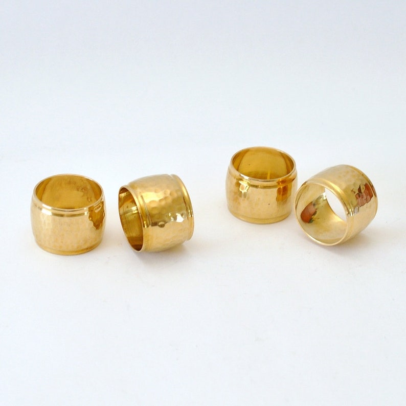 Vintage Hand Hammered Solid Brass Napkin Ring Holders Set of Etsy