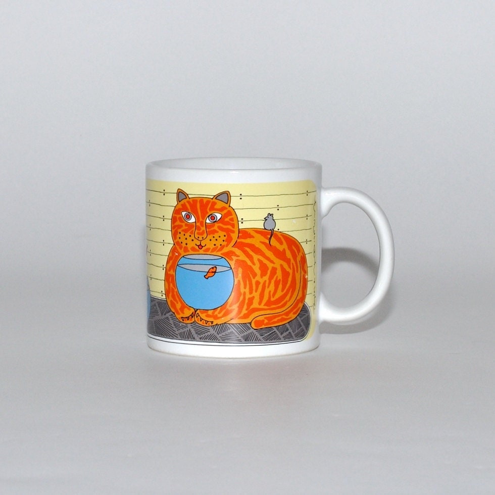Vintage Taylor & NG Kitty Katfish Cat / Fish Tank Coffee Mug