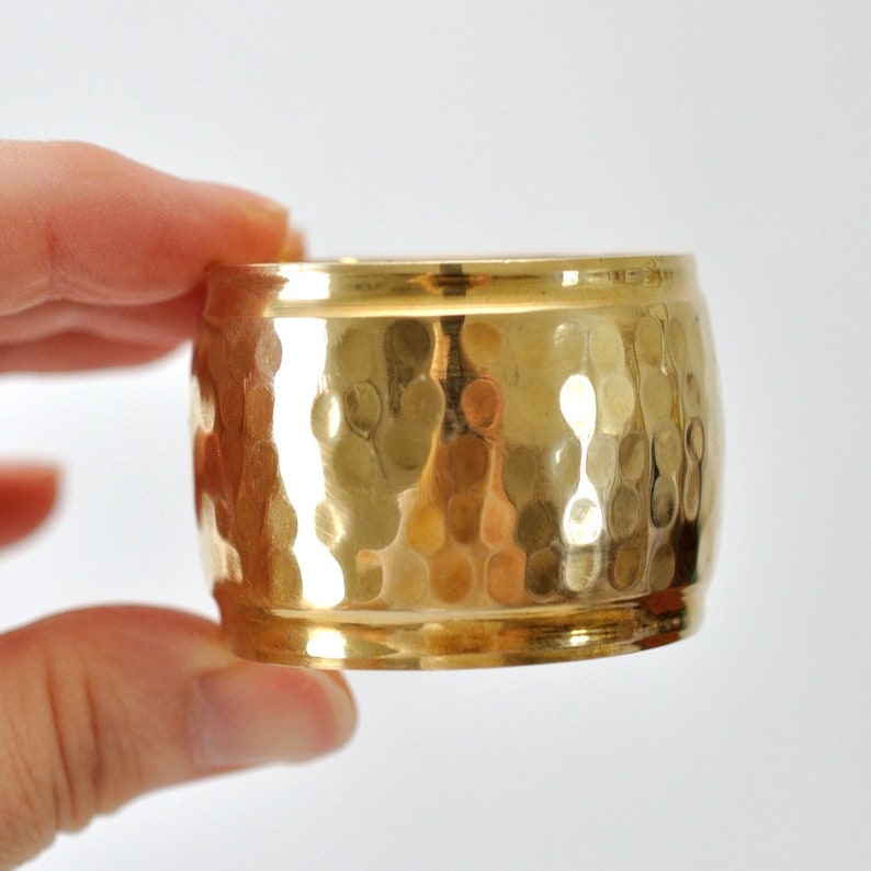 Vintage Hand Hammered Solid Brass Napkin Ring Holders Set of Etsy