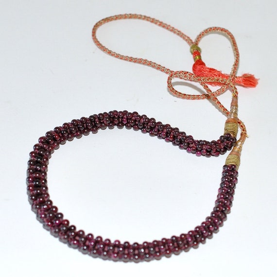 Vintage Ethnic Braided Natural Ruby Beads Adjusta… - image 6