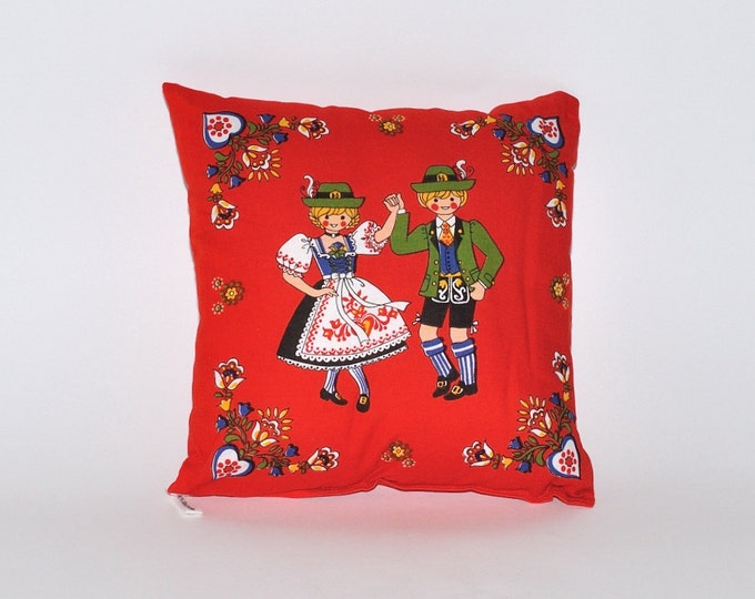 Vintage Made in Germany Bavarian Red Baby Cushion Throw Pillow, Girl ...
