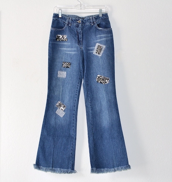 ROCCOBAROCCO High Rise Flare Jeans Patchwork Fring