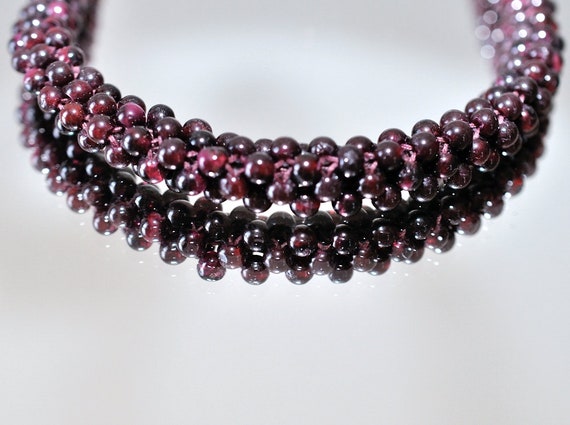 Vintage Ethnic Braided Natural Ruby Beads Adjusta… - image 2