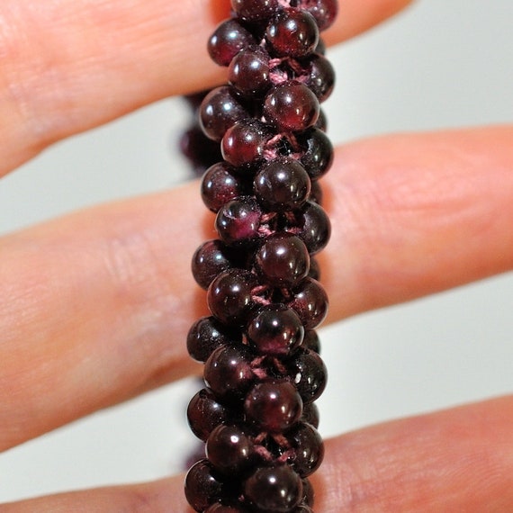 Vintage Ethnic Braided Natural Ruby Beads Adjusta… - image 7