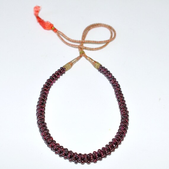 Vintage Ethnic Braided Natural Ruby Beads Adjusta… - image 5