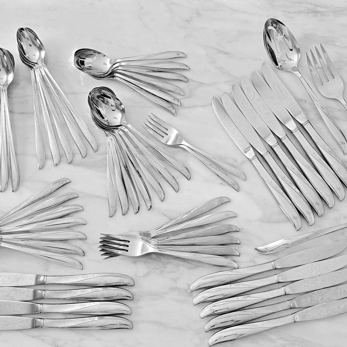 Vintage Atomic Twin Star Flatware Silverware Stainless Steel Glossy Finish Betty Crocker, 58 Piece - Etsy