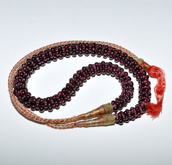 Vintage Ethnic Braided Natural Ruby Beads Adjusta… - image 3