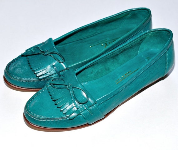womens teal loafers