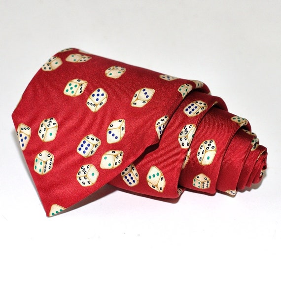 Vintage Paul Fredrick Red Pure Silk Dice Motif - image 1