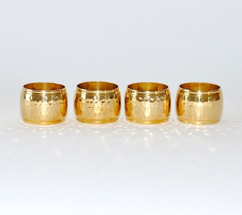 Vintage Hand Hammered Solid Brass Napkin Ring Holders Set of Etsy