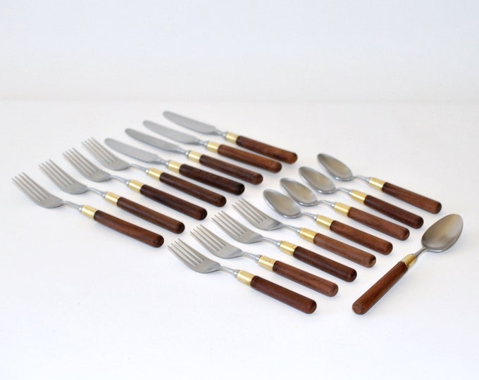 Vintage Taylor & NG Flatware Stainless Rosewood, Set of , Circa 1960s