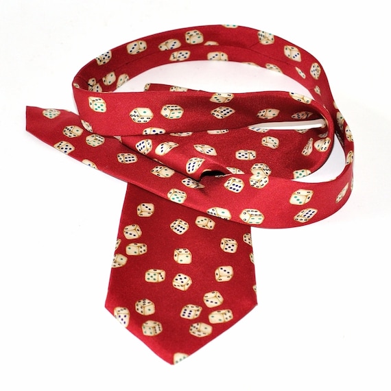 Vintage Paul Fredrick Red Pure Silk Dice Motif - image 2