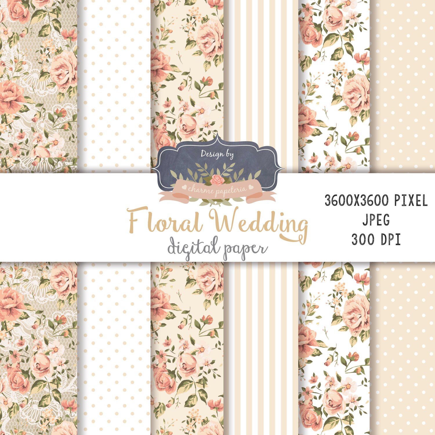  Paper Pack (24sh 6x6) Romantic Vintage Floral Pattern FLONZ Vintage  Paper for Scrapbooking and Craft