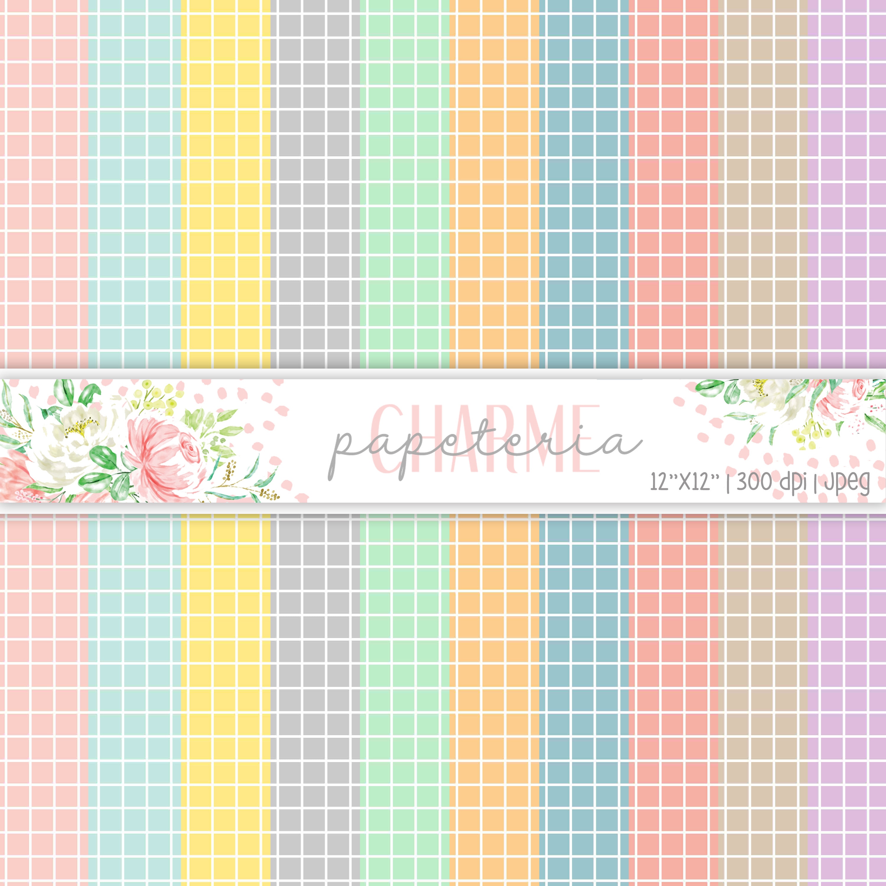 Color Grid Paper Bullet journal background Graph Paper Etsy