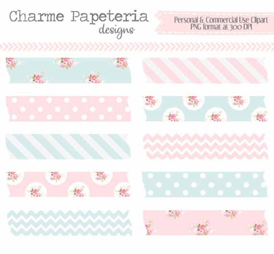 Floral Washi Tape Clipart Floral Clip Art Floral Washi Clip Etsy
