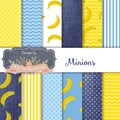 Minions Digital Paper, Jeans digital paper, Chevrons, Stripes, Polka Dots, bananas paper, Minions Scrapbook Paper product logo