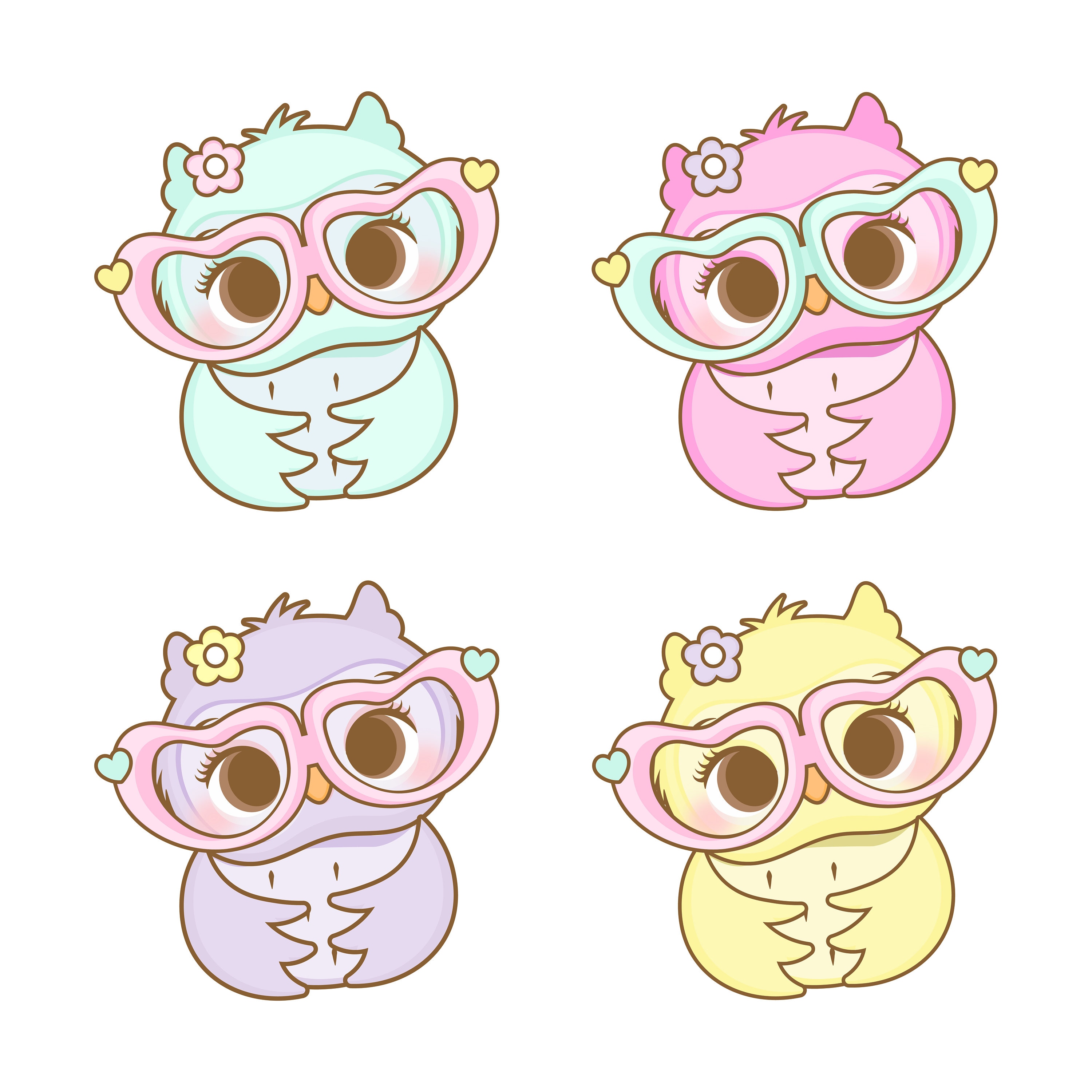 Cute owl kawaii Clipart, Baby Shower girl clipart, Owl clipart, Owl Baby shower invitation clipart