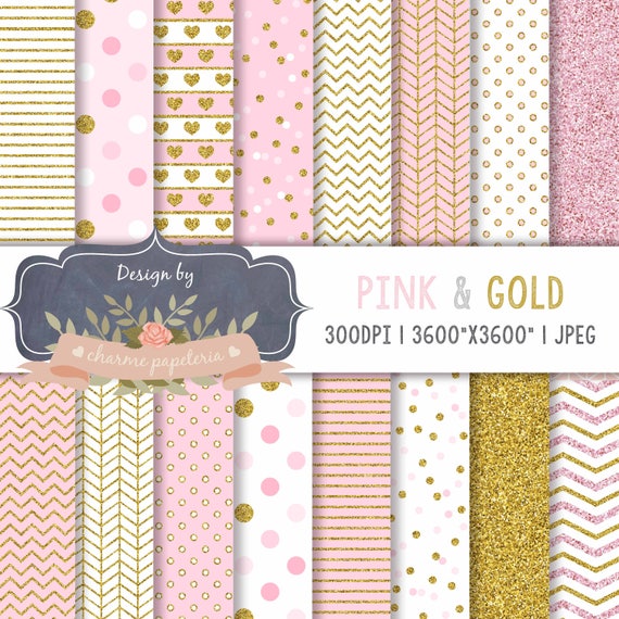 Pink Digital Paper: Pink and Gold With Pink -   Pink scrapbook paper,  Pink scrapbook, Pink and gold
