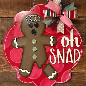 Oh Snap Gingerbread SVG, Christmas Door Hanger Sign File, Funny Holiday SVG for Glowforge xTool Cricut, Digital Cookie Template