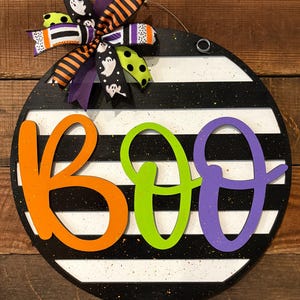 BOO Türschild SVG Halloween rund, Halloween Digitale Türschild Vorlage, Boo digitale Vorlage für Cricut und Laser, DIY Halloween Vorlage