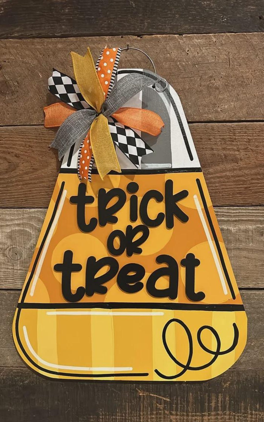 Trick or Treat Door Hanger SVG, Candy Corn Halloween Sign SVG, Fall ...