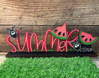 Summer Watermelon Ant SVG, Summer Tiered Tray SVG, Digital Watermelon Decor, Ant Summer SVG, Summer Word Cut File, Paint Party Template