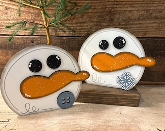 Snowman Face Shelf Sitter Digital File, Round Snowman Duo digital template, Winter Snowman Decor file, Holiday Tabletop snowman DIY