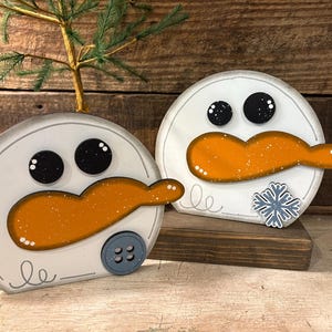 Snowman Face Wood Blank for DIY Crafts, Unfinished Snowman Winter Decor, Cute Snowman Shelf Sitter Wood Cutout