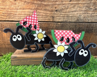 Watermelon Ants SVG File, Summer Picnic Shelf Sitter SVG, Cute Ant Laser Cut File, DIY Summer Tiered Tray Template