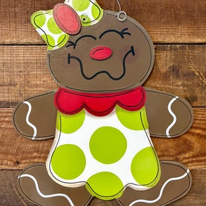 Gingerbread Girl Door Hanger Blank, Christmas DIY Wood Cutout, Holiday Paint Party Kit, Gingerbread Craft, Handmade Xmas Decor