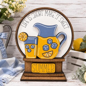 Life Is Short Make It Sweet Interchangeable Sign, Lemonade Summer Decor, Farmhouse Tiered Tray Sign, Snow Globe Insert