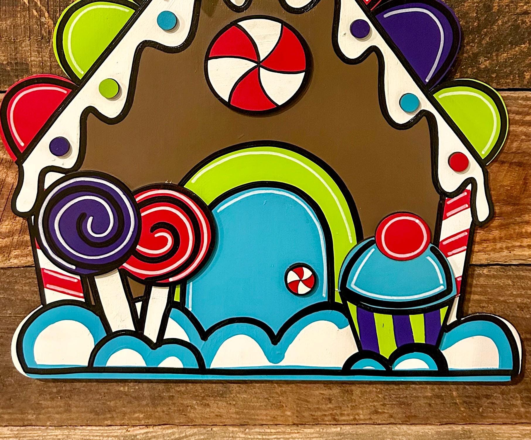 Gingerbread House Door Hanger, Candy Christmas Door Decor, Hand Painted ...